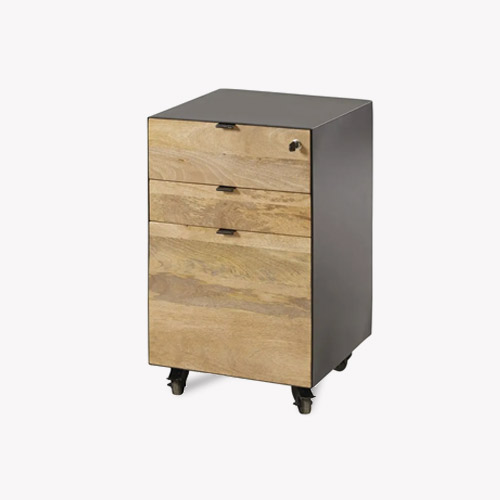 Drawer with three panels and one lockable, on wheels, mobile and respectable